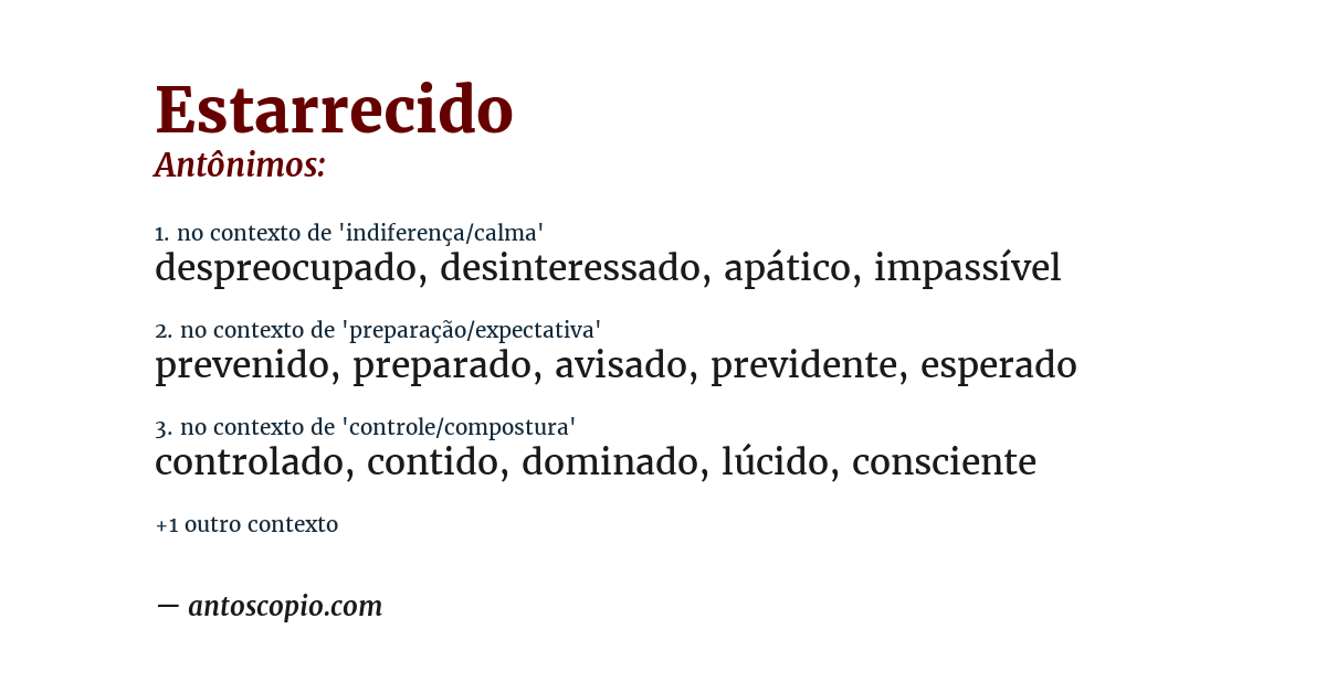 Antônimo de estarrecido