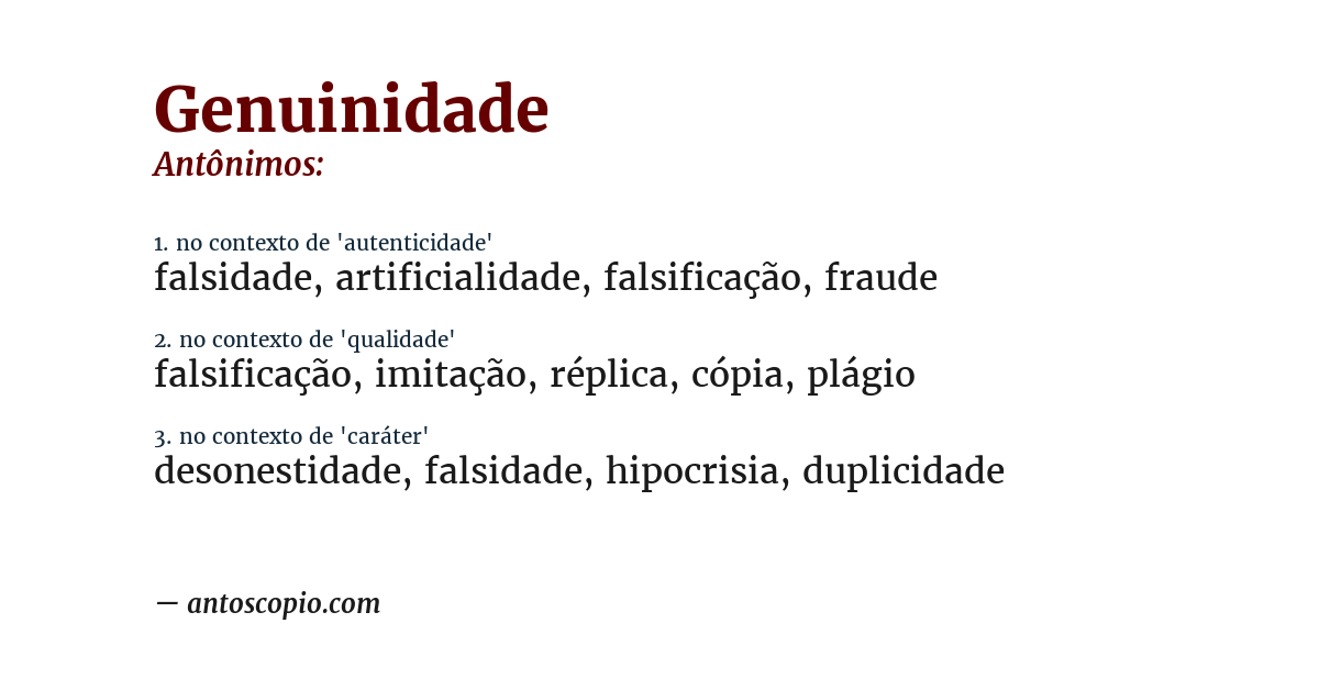 Antônimo de genuinidade