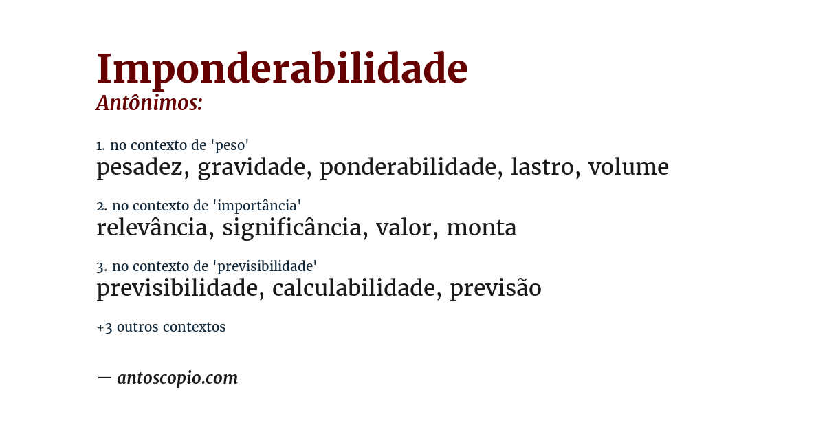 Antônimo de imponderabilidade