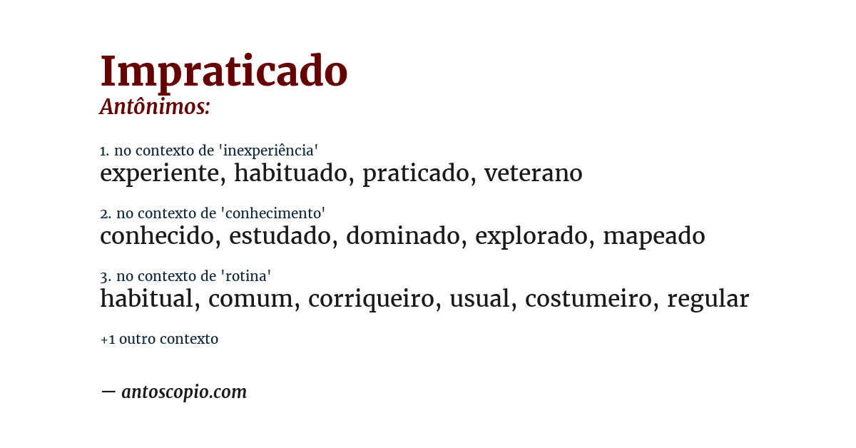 Antônimo de impraticado