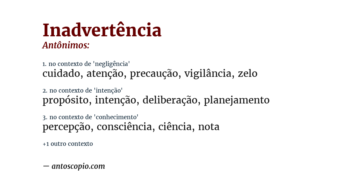 Antônimo de inadvertência