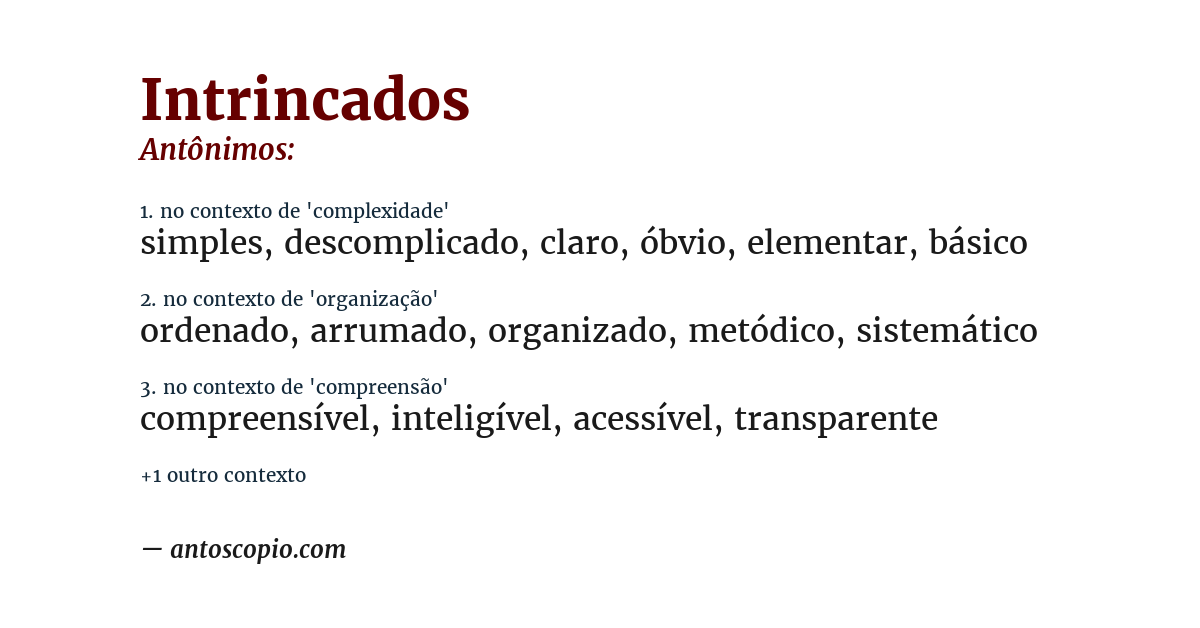 Antônimo de intrincados