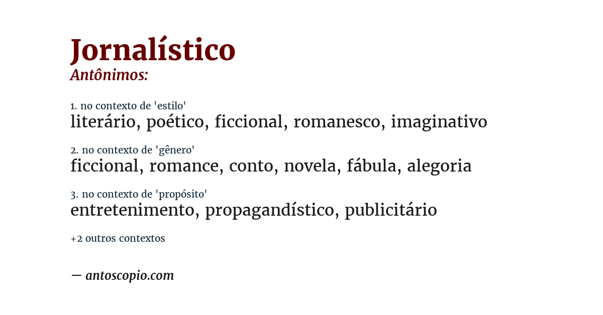 Antônimo de jornalístico
