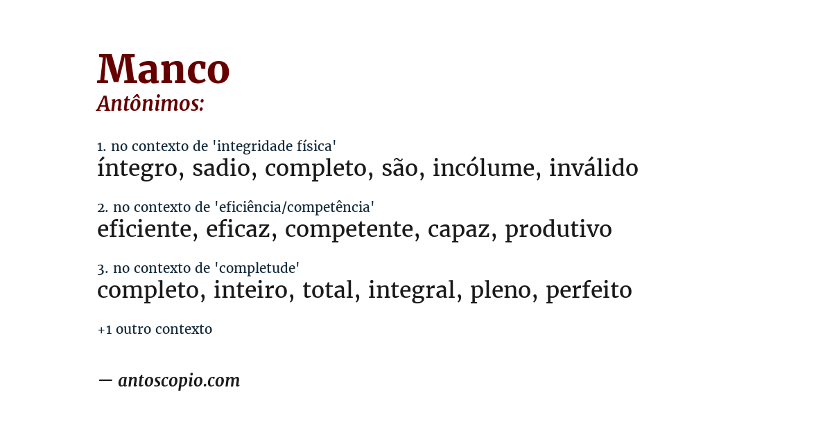 Antônimo de manco
