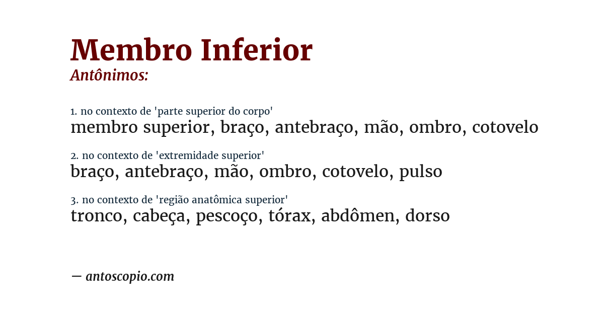Antônimo de membro inferior