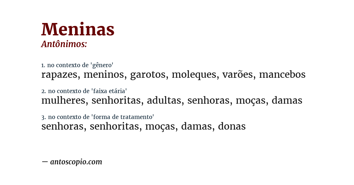 Antônimo de meninas