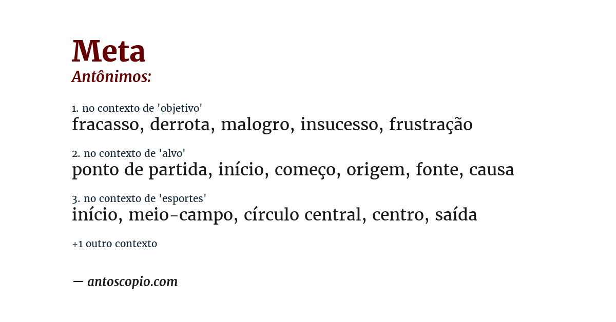 Antônimo de meta
