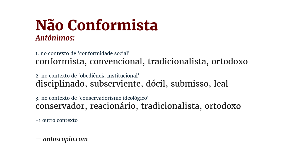 Antônimo de não conformista