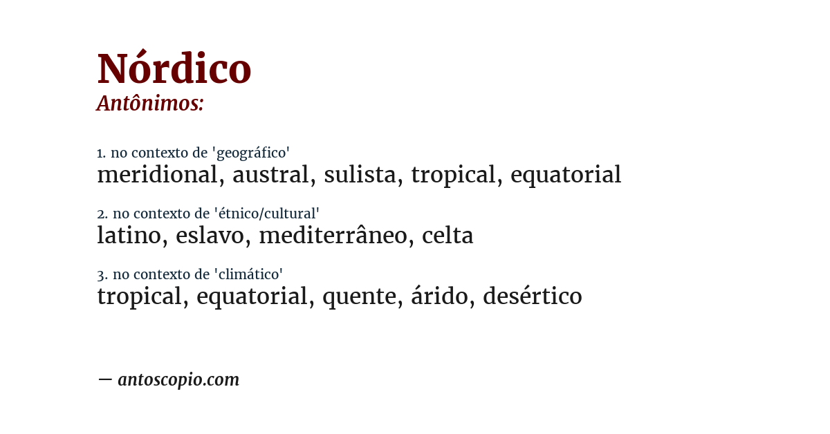 Antônimo de nórdico