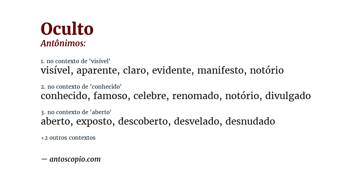 Antônimo de oculto