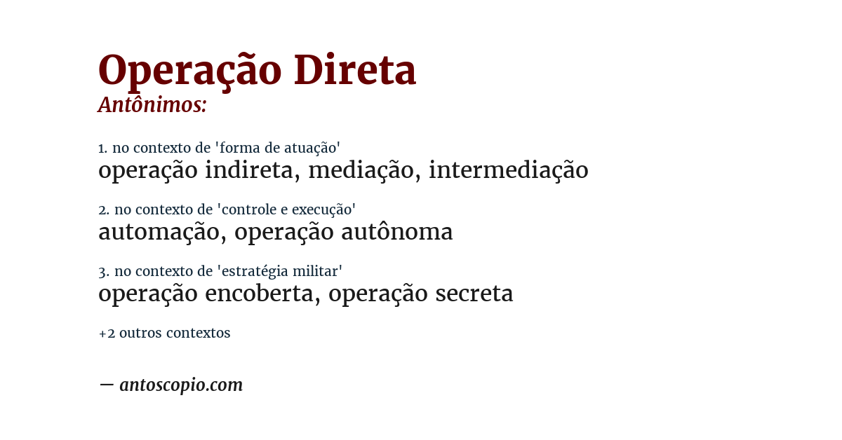Antônimo de operação direta