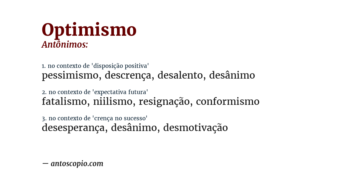 Antônimo de optimismo