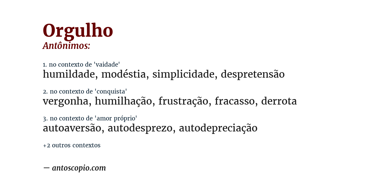 Antônimo de orgulho