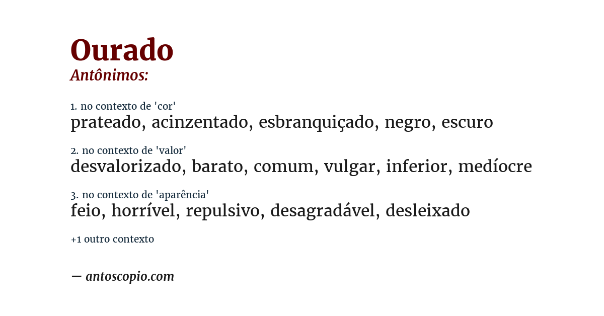 Antônimo de ourado