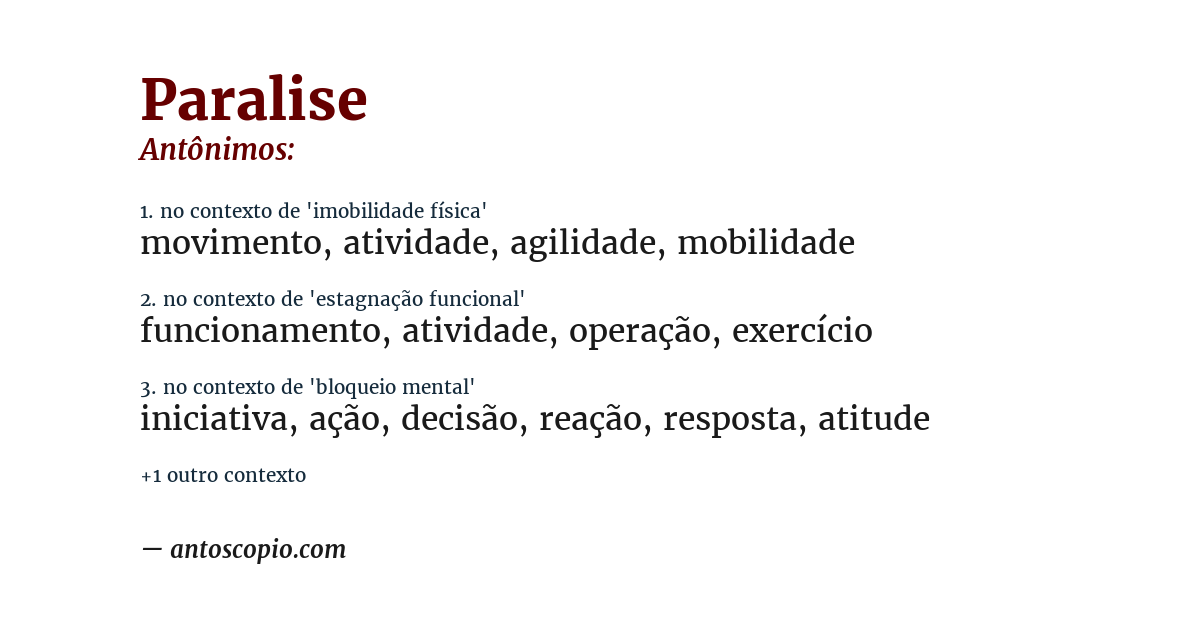 Antônimo de paralise