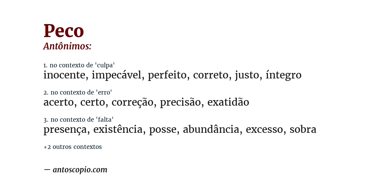 Antônimo de peco