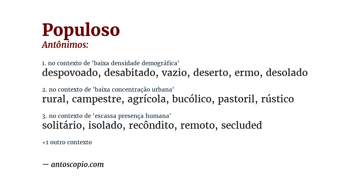Antônimo de populoso