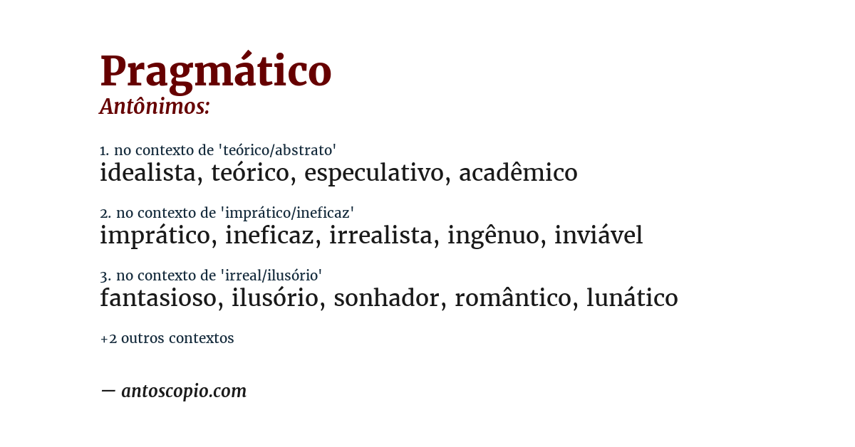 Antônimo de pragmático