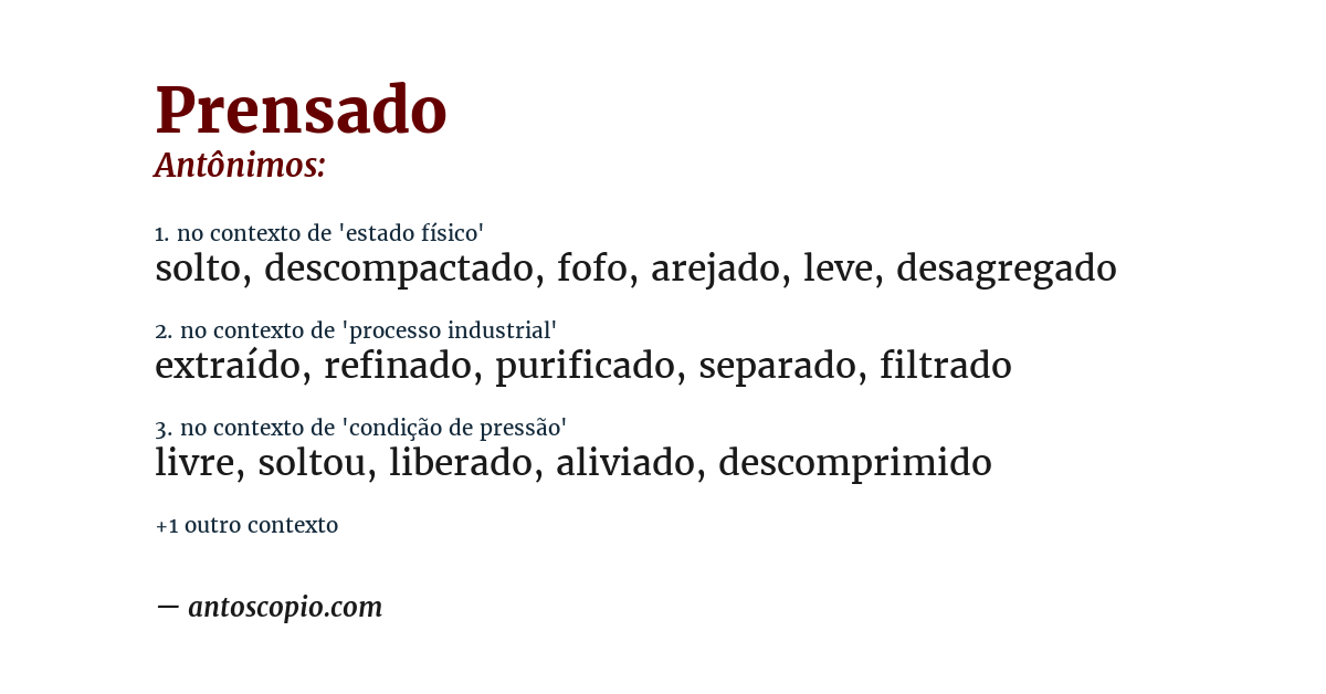 Antônimo de prensado