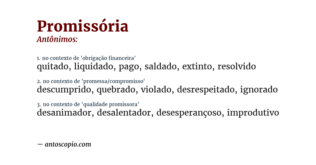 Antônimo de promissória