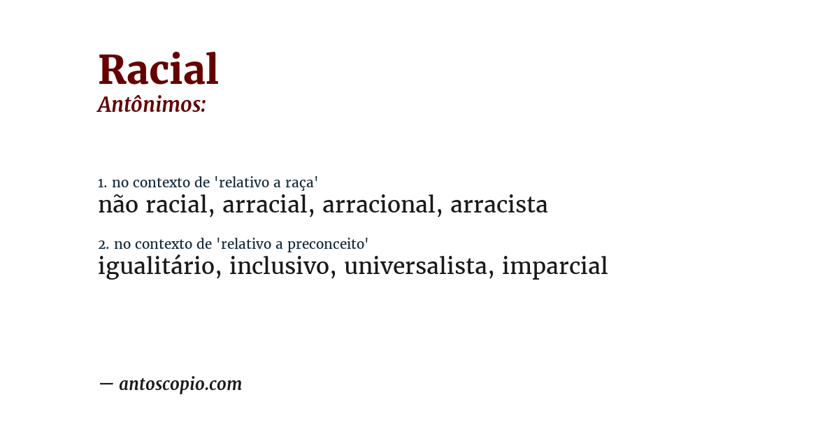 Antônimo de racial