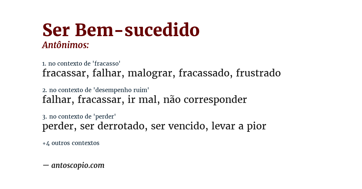 Antônimo de ser bem-sucedido