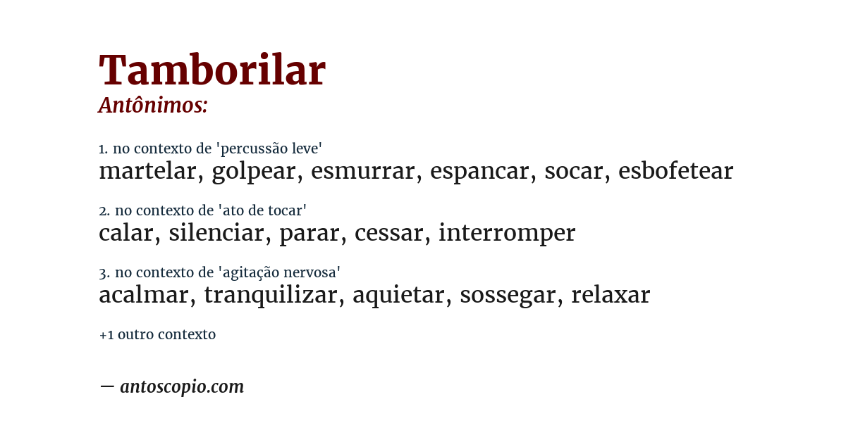 Antônimo de tamborilar