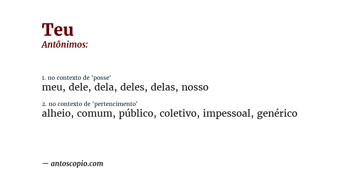 Antônimo de teu