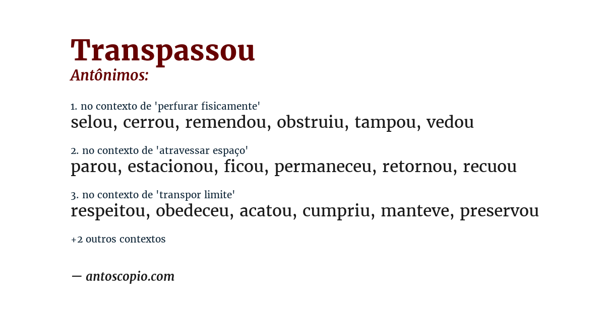 Antônimo de transpassou