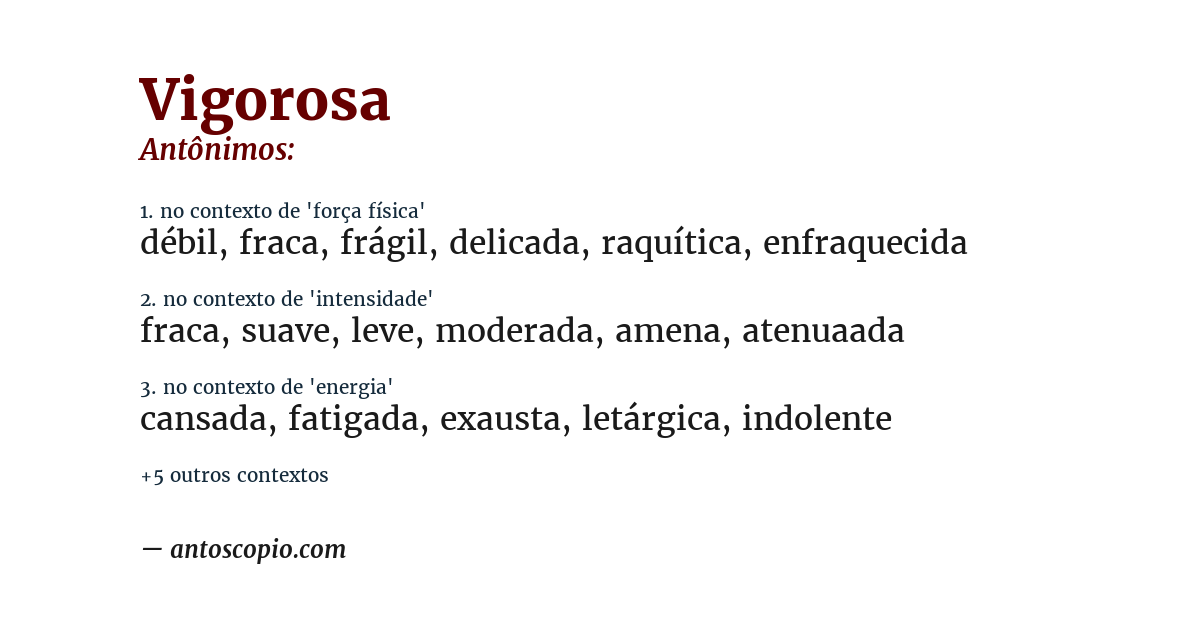 Antônimo de vigorosa