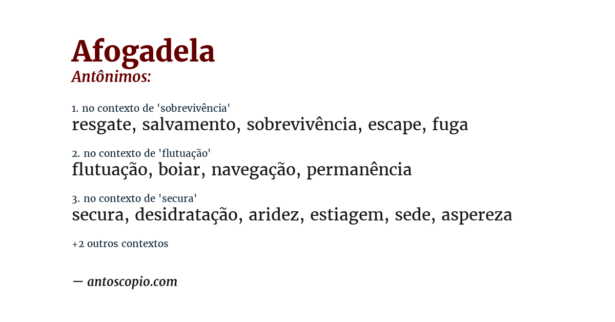 Antônimo de afogadela