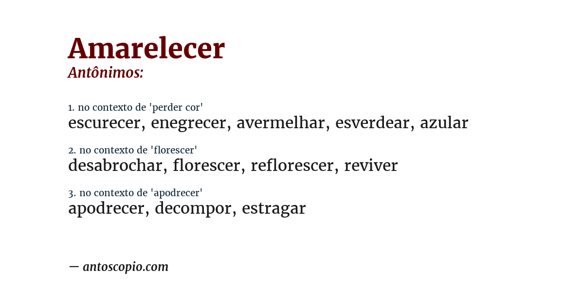 Antônimo de amarelecer