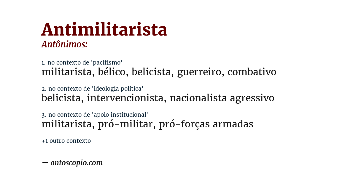 Antônimo de antimilitarista