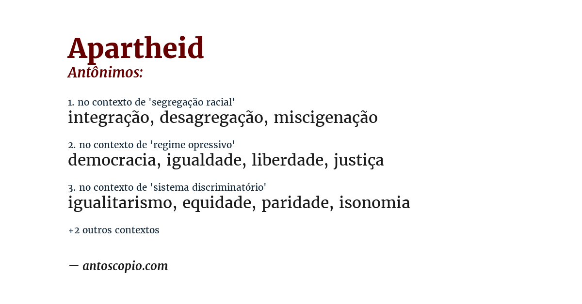 Antônimo de apartheid
