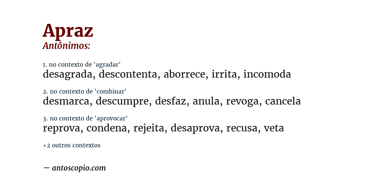 Antônimo de apraz
