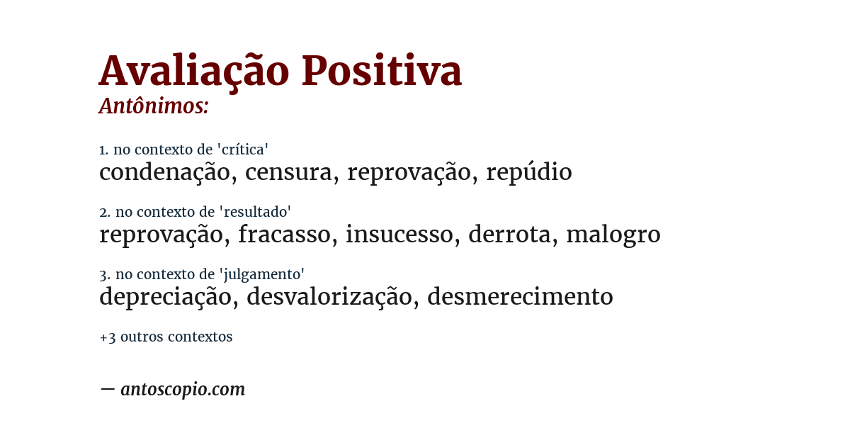 Antônimo de avaliação positiva