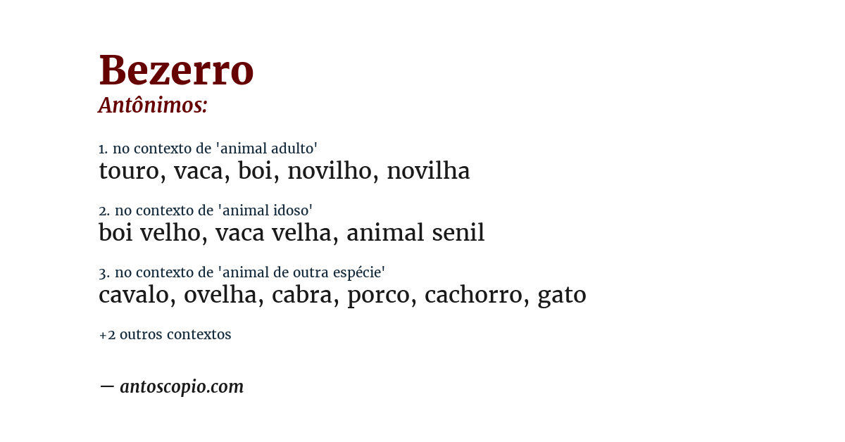 Antônimo de bezerro