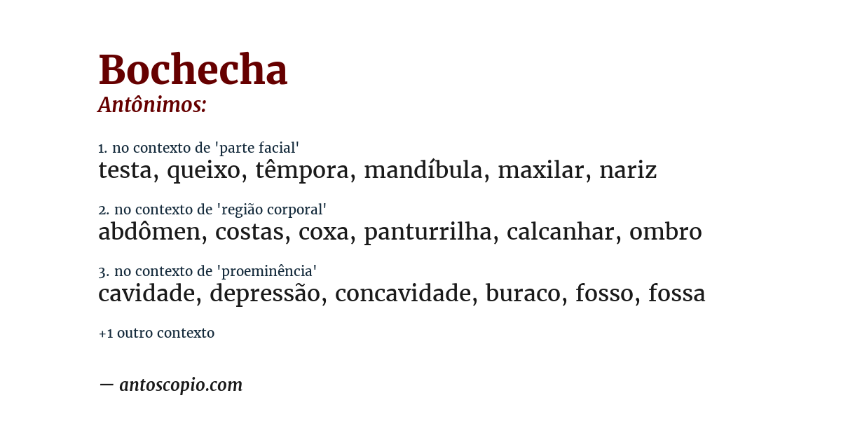 Antônimo de bochecha