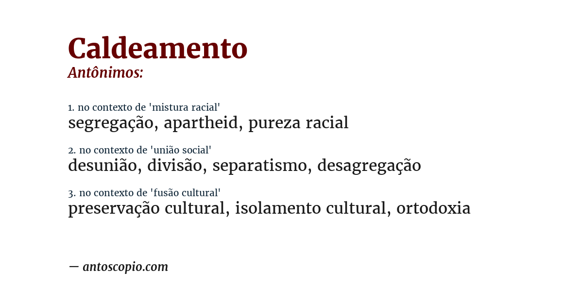Antônimo de caldeamento