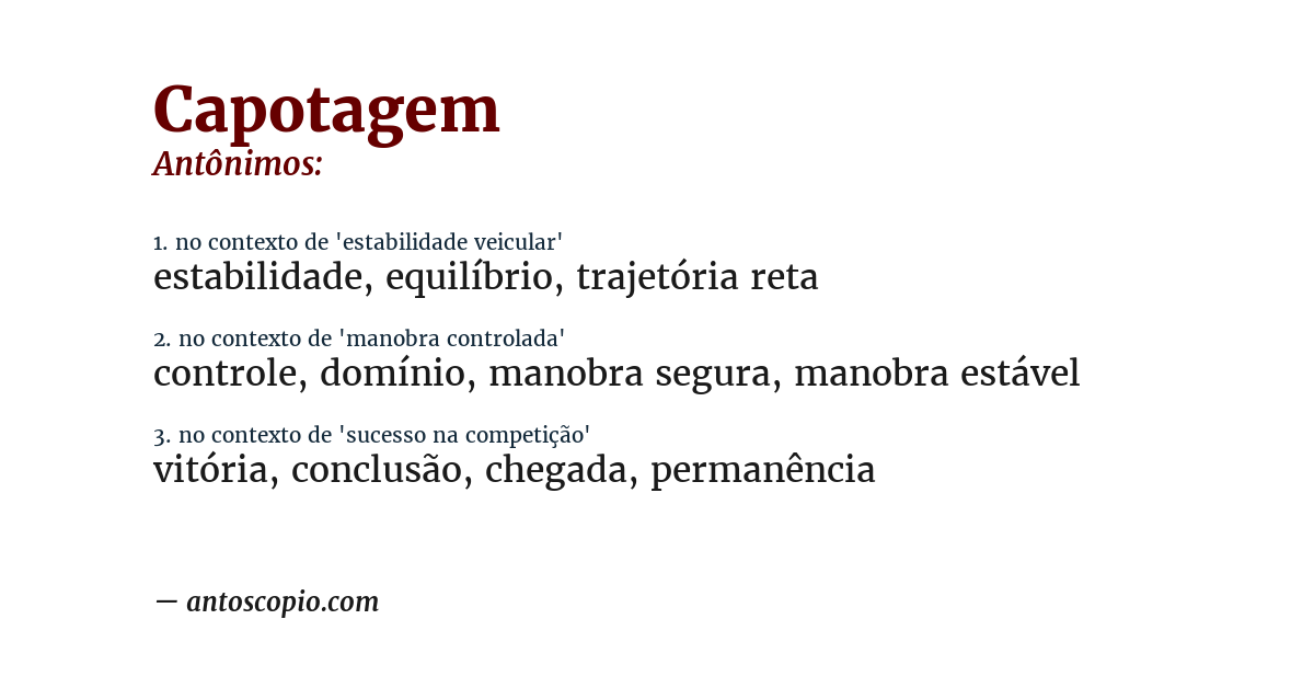 Antônimo de capotagem