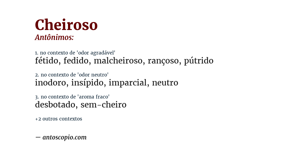 Antônimo de cheiroso