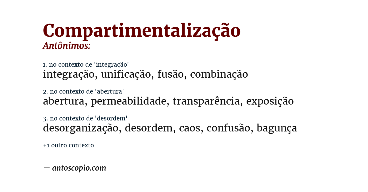 Antônimo de compartimentalização