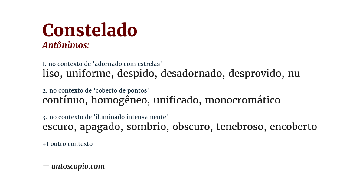 Antônimo de constelado