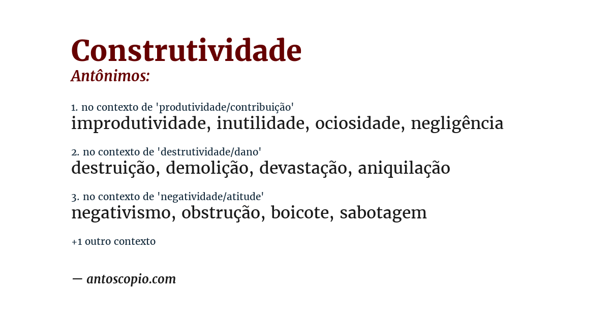 Antônimo de construtividade