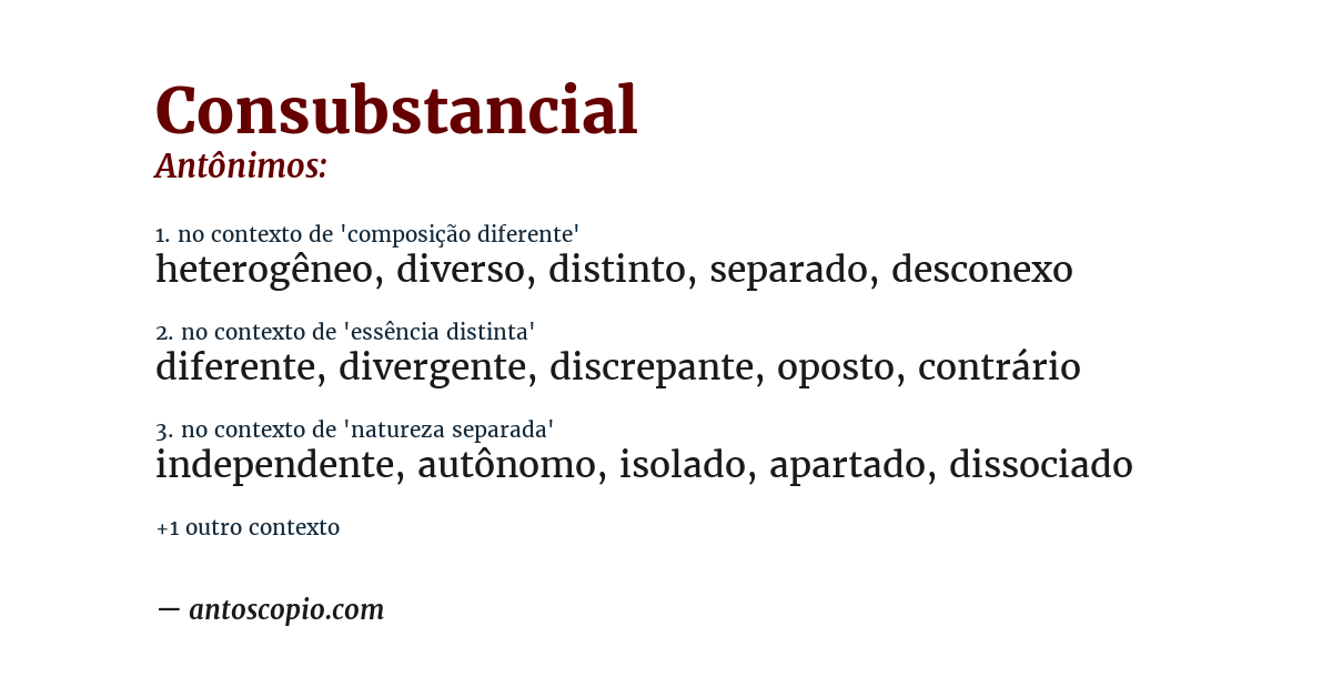 Antônimo de consubstancial
