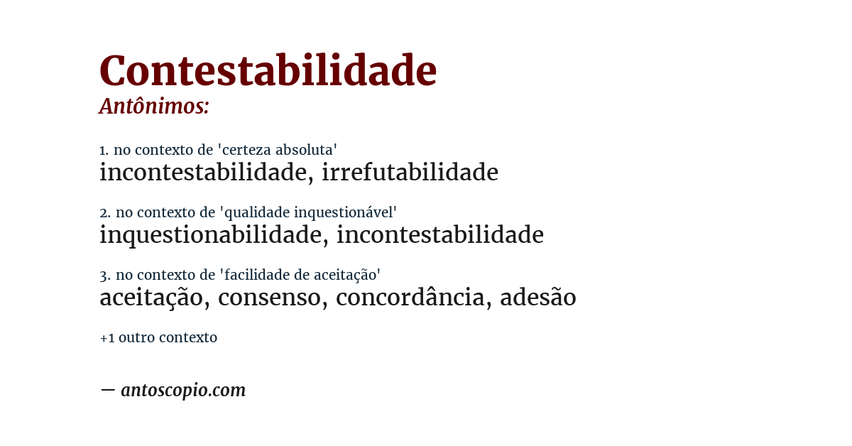 Antônimo de contestabilidade