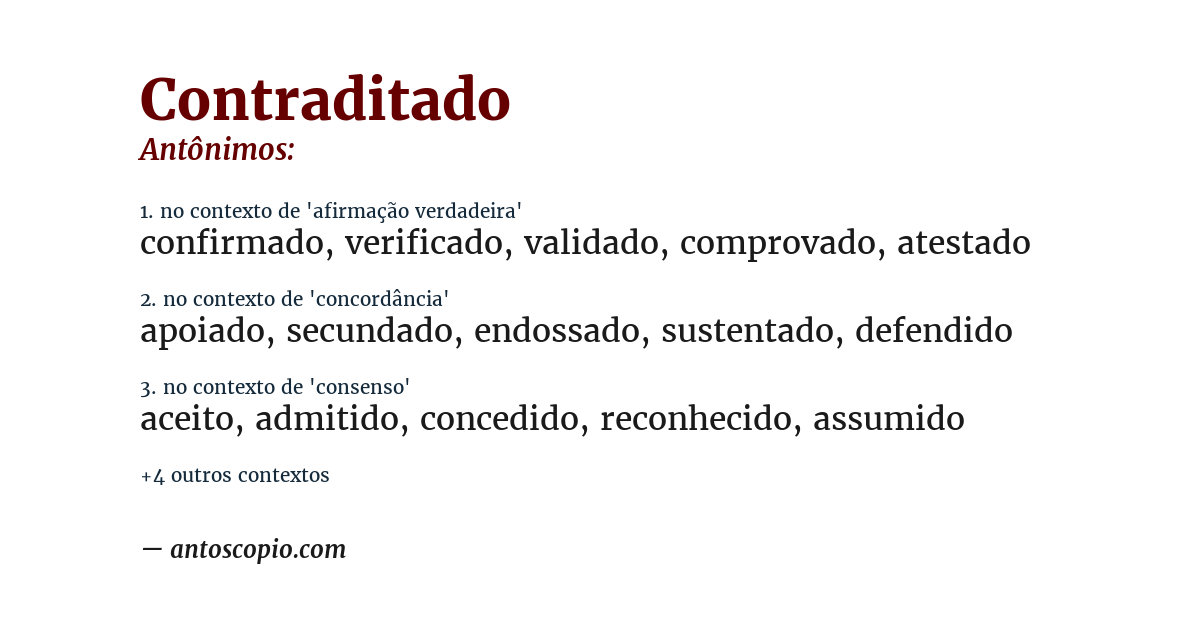 Antônimo de contraditado