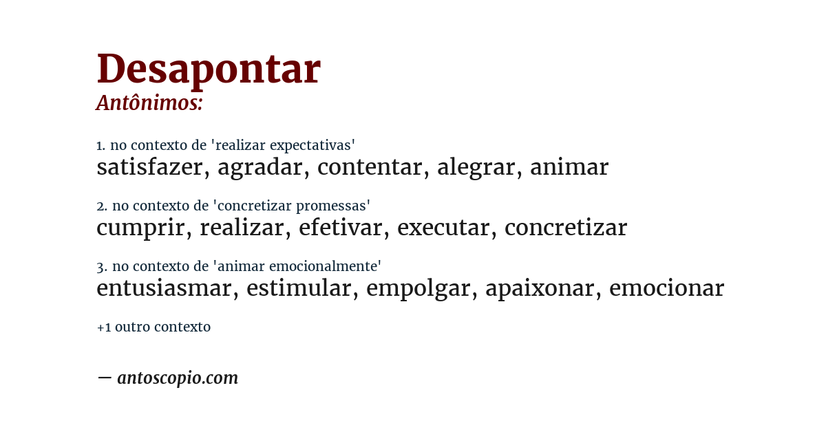 Antônimo de desapontar