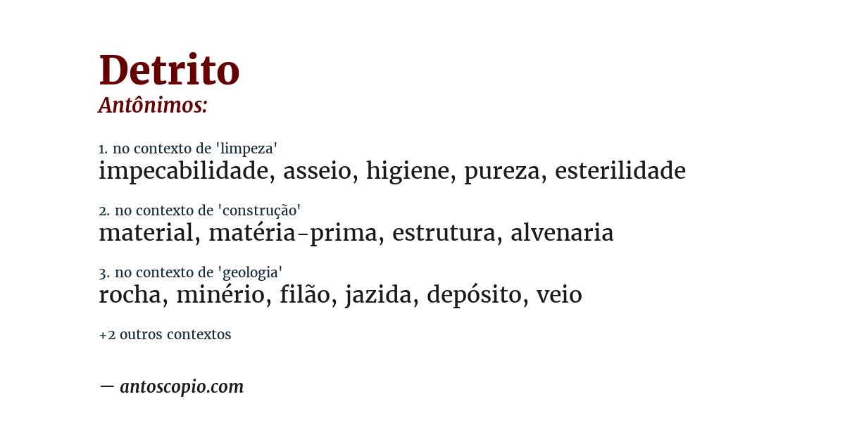 Antônimo de detrito
