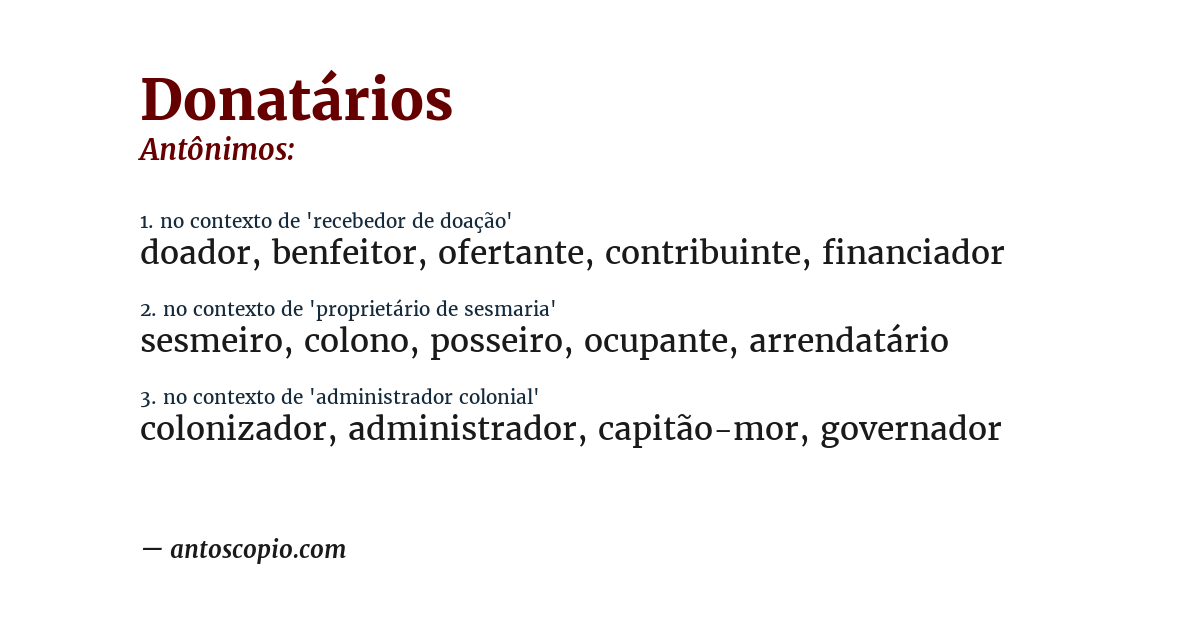 Antônimo de donatários